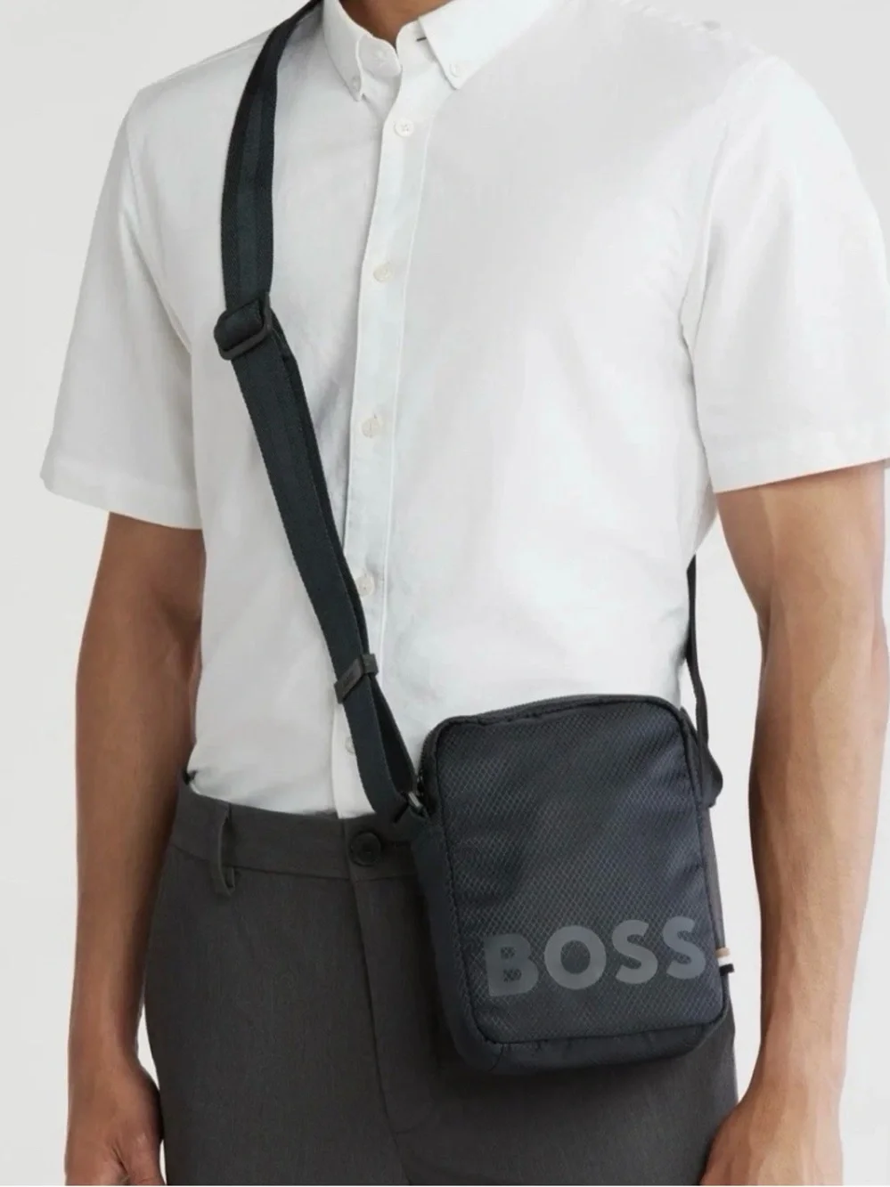 HUGO BOSS Pixel Black Ripstop Crossbody Bag NWT 50549910